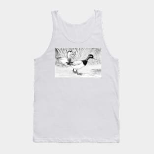 The Canvasback Duck Digitally Enhanced In Greyscale Tank Top